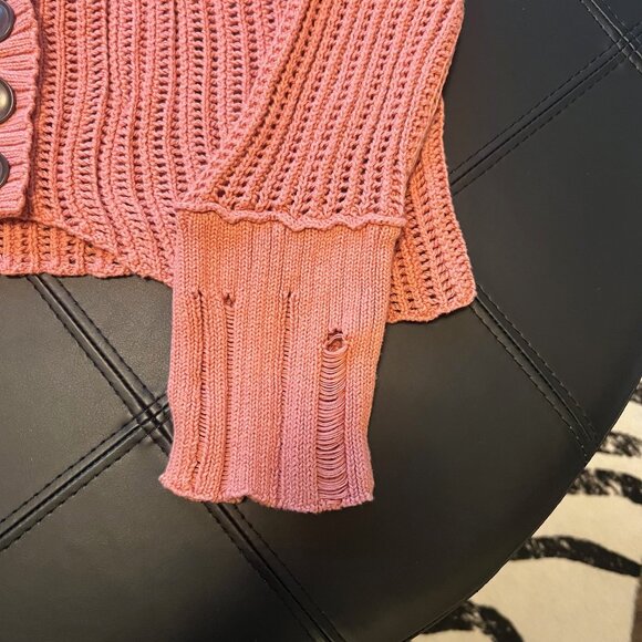 Urban outfitters cropped distressed cardi sweater terracotta color size XS - Picture 5 of 5